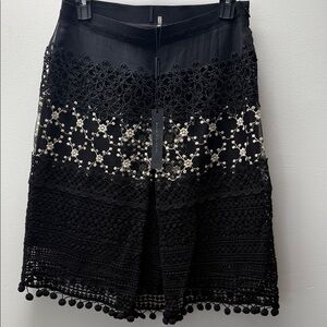 Elie Tahari Simora Black Lace Embroidered Midi Skirt NWT Size 6